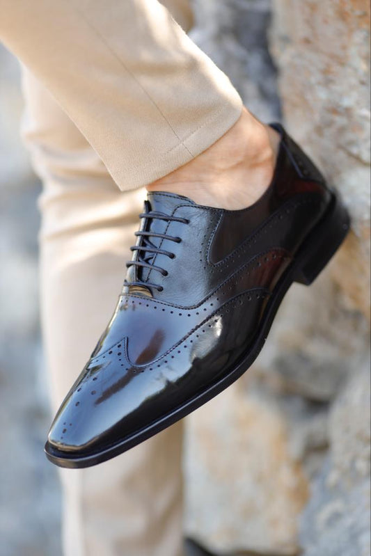Empire Black Wing Tip Oxfords - Stylish Leather Footwear