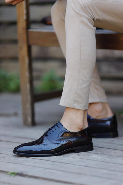 Empire Black Wing Tip Oxfords - Stylish Leather Footwear