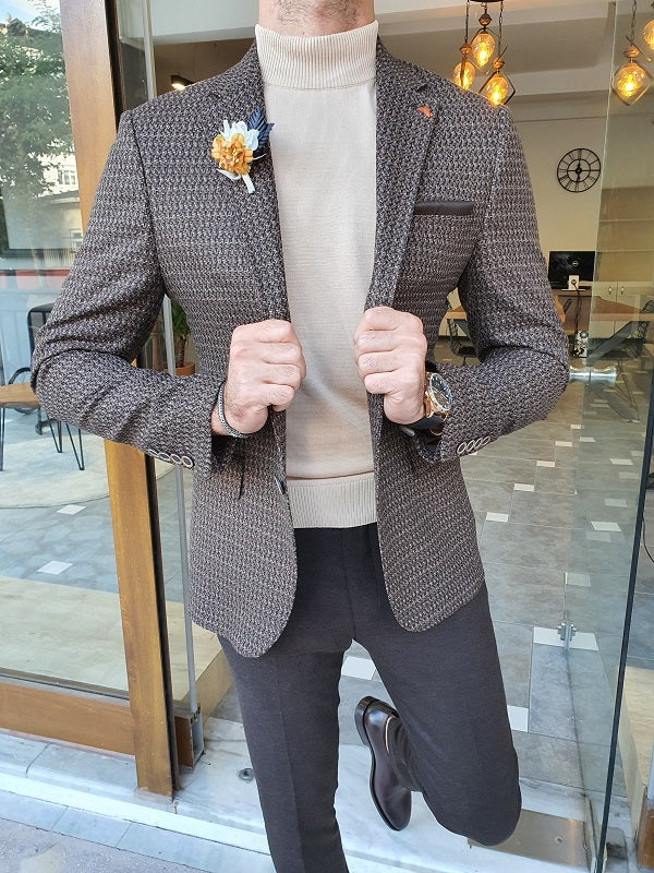 Eros Brown Slim Fit Blazer: A Versatile Tailored Jacket for Any Occasion