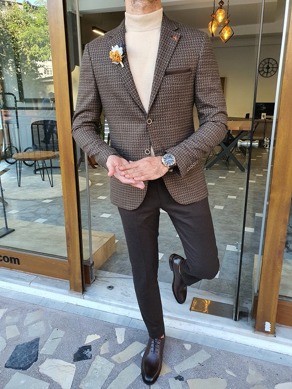 Eros Brown Slim Fit Blazer: A Versatile Tailored Jacket for Any Occasion
