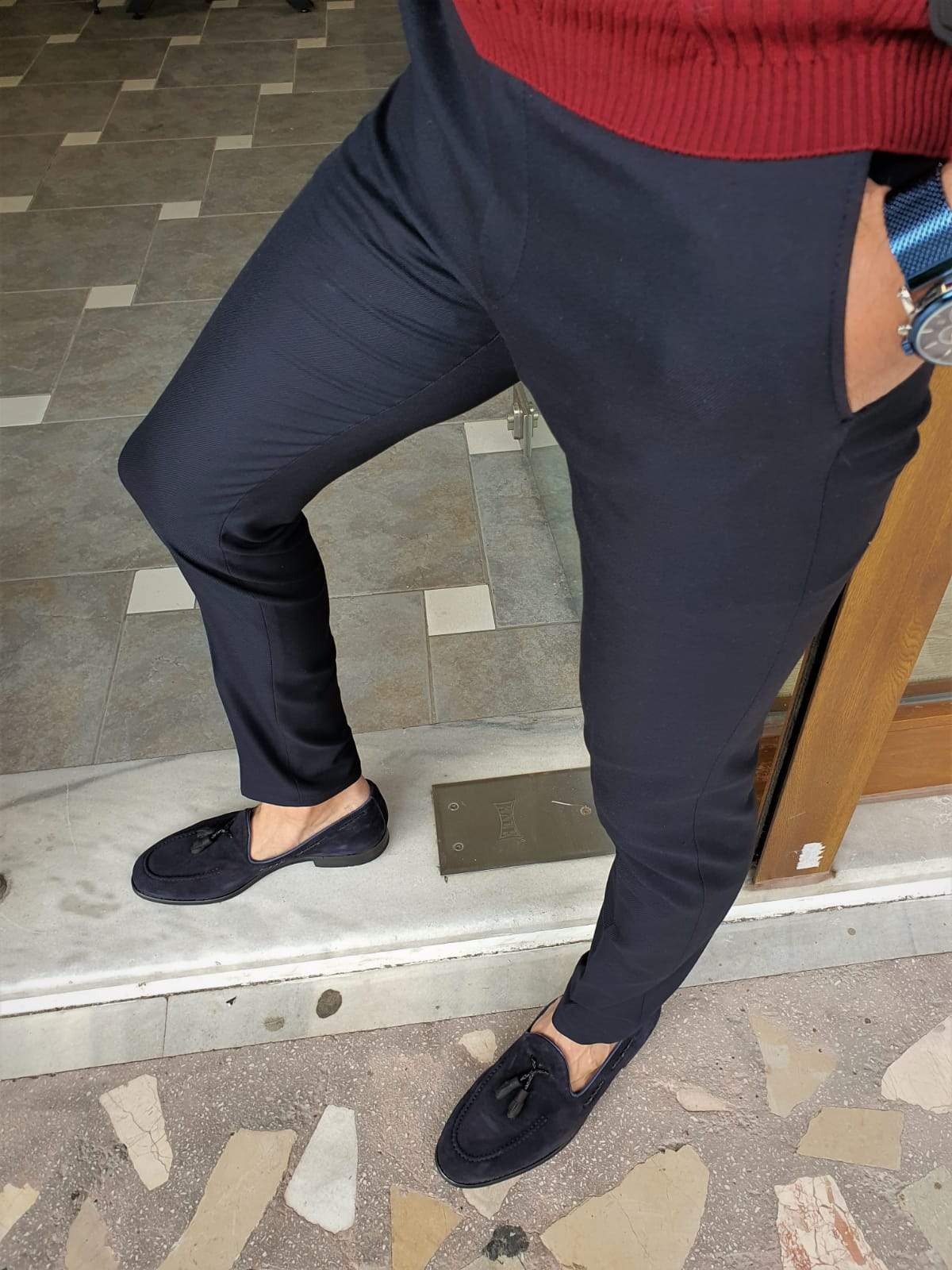 Paruri Navy Blue Slim Fit Pants: Versatile Elegance