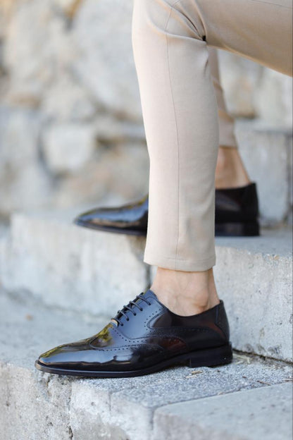 Lawson Black Wing Tip Oxfords - Timeless Elegance in Leather