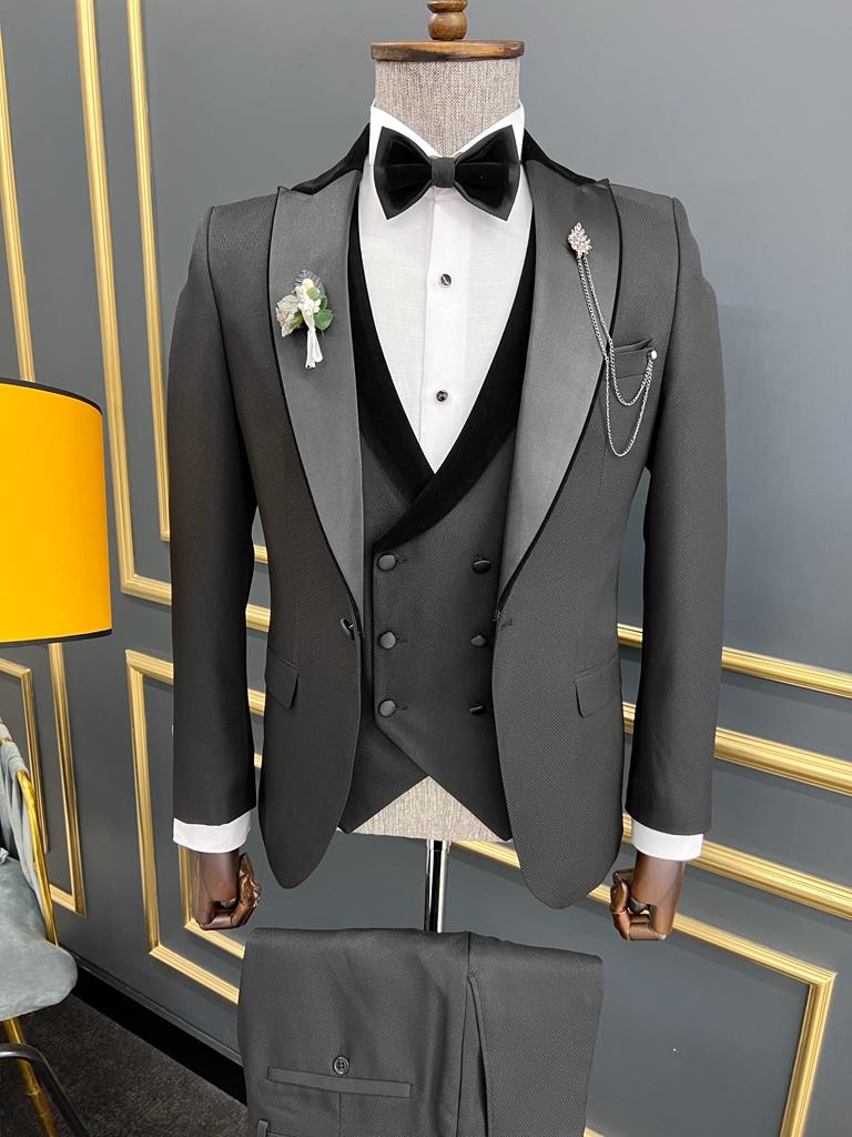 Lawson Black Slim Fit Velvet Peak Lapel Tuxedo