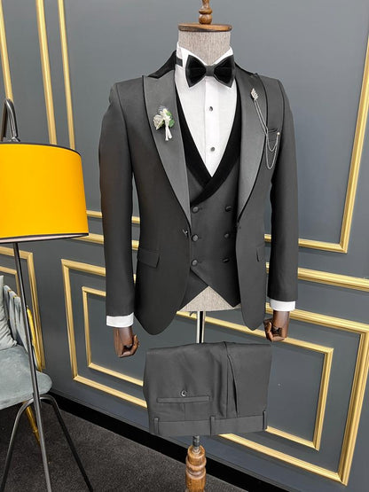 Lawson Black Slim Fit Velvet Peak Lapel Tuxedo