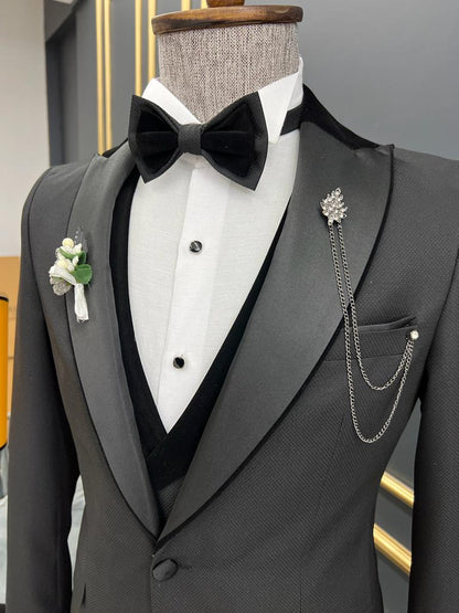 Lawson Black Slim Fit Velvet Peak Lapel Tuxedo