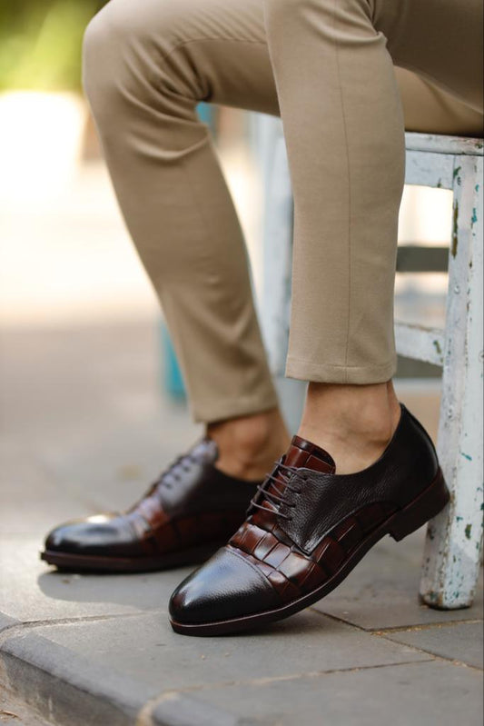 Lawson Brown Cap Toe Derby Shoes: Elegant Leather Footwear for Every Occasion