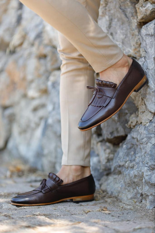 Lawson Brown Kilt Loafers - Elegant Leather Footwear for Any Occasion