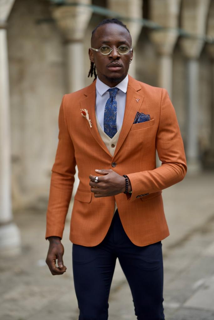 Fabio Brown Slim Fit Cotton Blazer - Tailored Elegance for Every Occasion