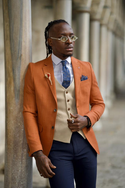 Fabio Brown Slim Fit Cotton Blazer - Tailored Elegance for Every Occasion