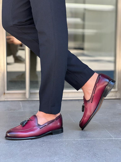 Lawson Burgundy Tassel Loafers - Elegant Leather Shoes for Every Occasion