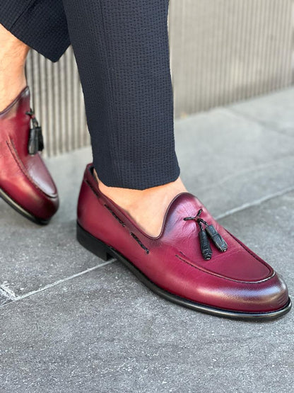 Lawson Burgundy Tassel Loafers - Elegant Leather Shoes for Every Occasion