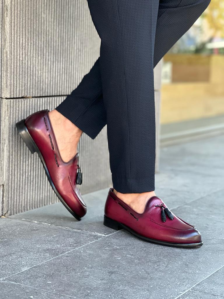 Lawson Burgundy Tassel Loafers - Elegant Leather Shoes for Every Occasion