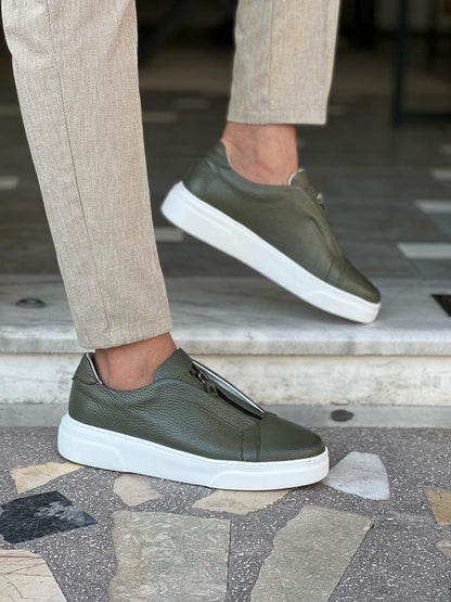 Lawson Green Mid-Top Zipper Sneakers - Stylish and Comfortable Footwear