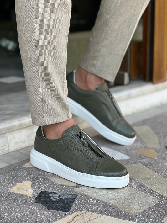 Lawson Green Mid-Top Zipper Sneakers - Stylish and Comfortable Footwear