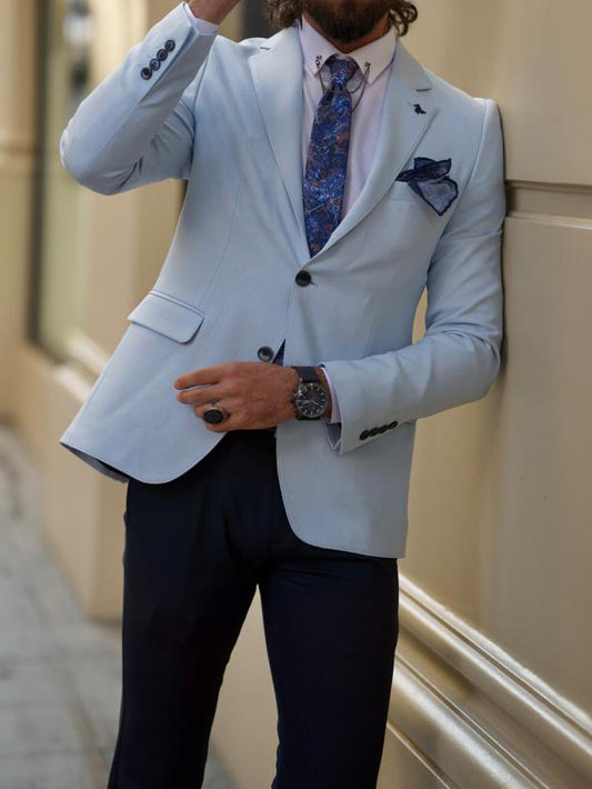Lawson Sky Blue Slim Fit Blazer - The Perfect Blend of Style and Comfort