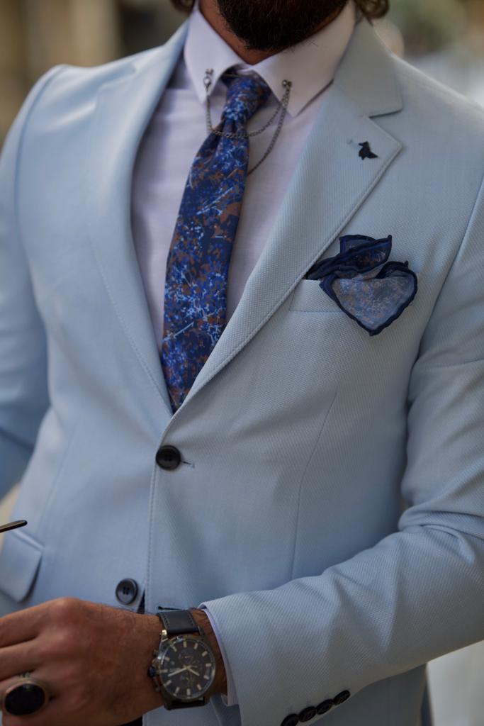 Lawson Sky Blue Slim Fit Blazer - The Perfect Blend of Style and Comfort