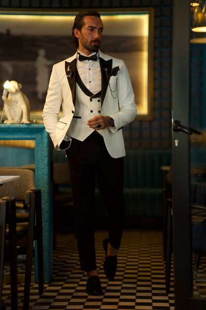 Lawson White Slim Fit Peak Lapel Tuxedo: The Epitome of Elegance