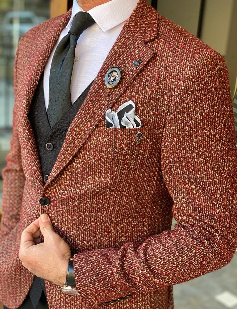 Nevada Brown Slim Fit Patterned Wool Blazer – A Versatile Tailored Jacket for Every Occasion