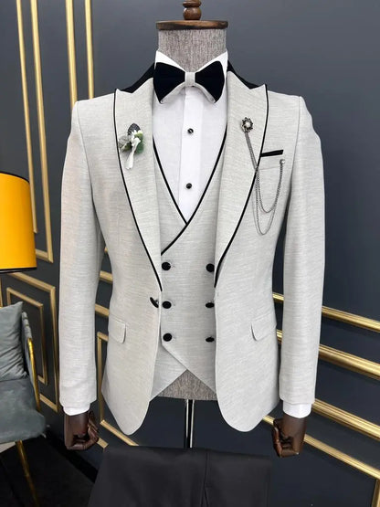 Lawson Gray Slim Fit Peak Lapel Tuxedo for Men - BRABION