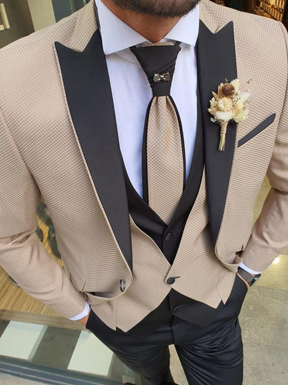 Forenza Gold Peak Lapel Tuxedo: Timeless Elegance for Formal Occasions