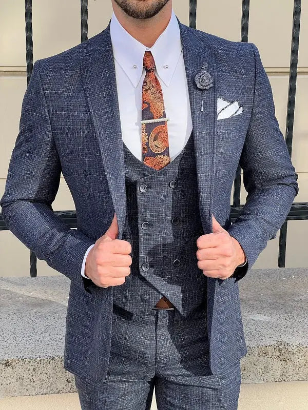 Napoli Indigo Slim Fit Peak Lapel Suit brabion