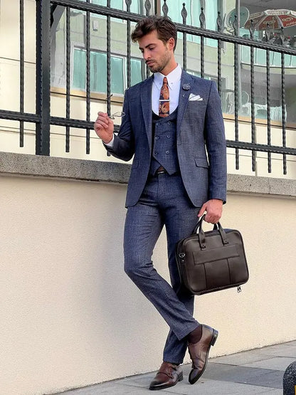 Napoli Indigo Slim Fit Peak Lapel Suit brabion