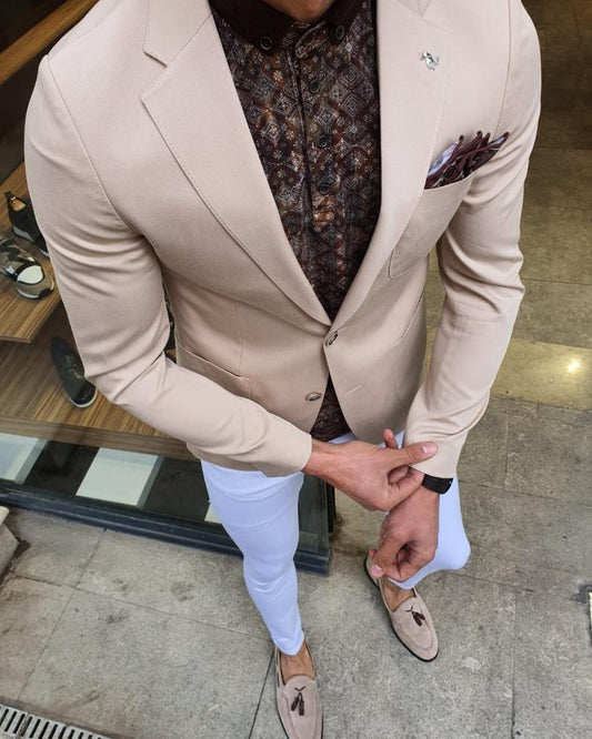 Bando Ogden Beige Slim Fit Blazer: Elevate Your Wardrobe