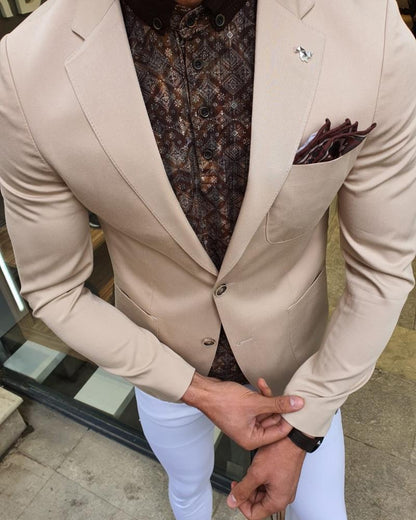 Bando Ogden Beige Slim Fit Blazer: Elevate Your Wardrobe