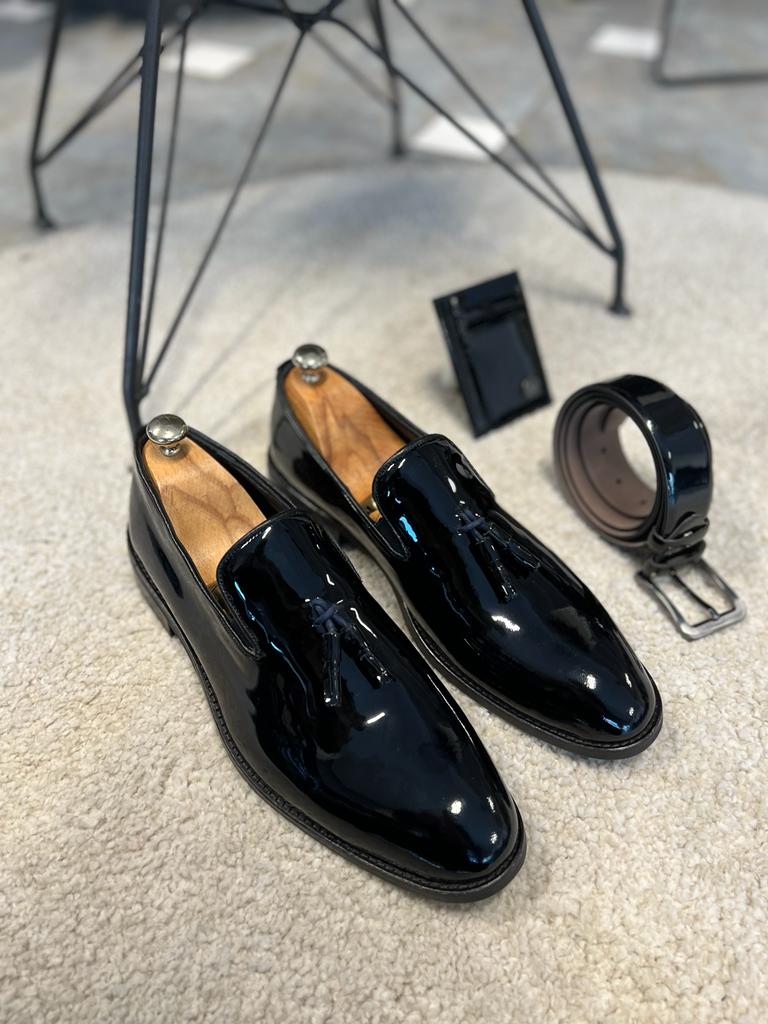 Owensboro Black Patent Leather Tassel Shoes for Men