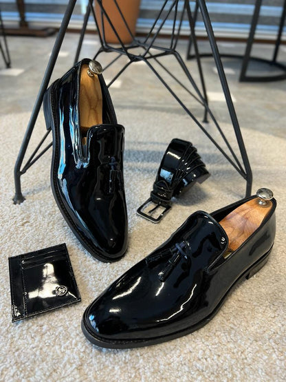Owensboro Black Patent Leather Tassel Shoes for Men