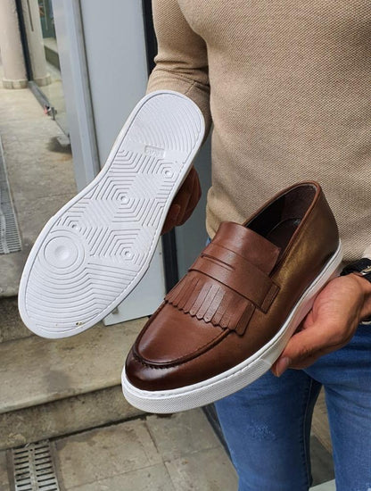 Pierre Brown Kilt Loafers – Elegant and Comfortable Leather Footwear