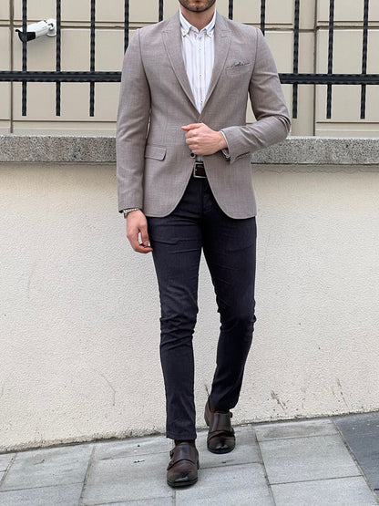 Rockford Beige Slim Fit Peak Lapel Blazer
