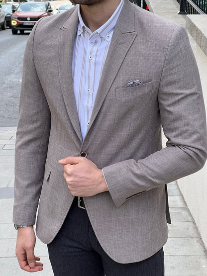 Rockford Beige Slim Fit Peak Lapel Blazer