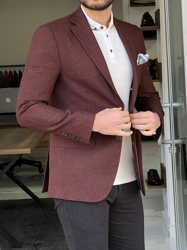 Rockford Brown Slim Fit Notch Lapel Blazer - Stylish Versatility for Every Occasion