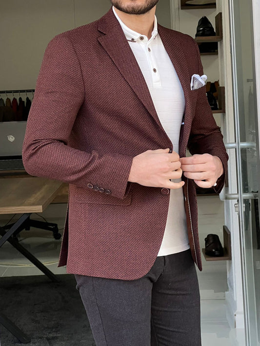 Rockford Brown Slim Fit Notch Lapel Blazer - Stylish Versatility for Every Occasion