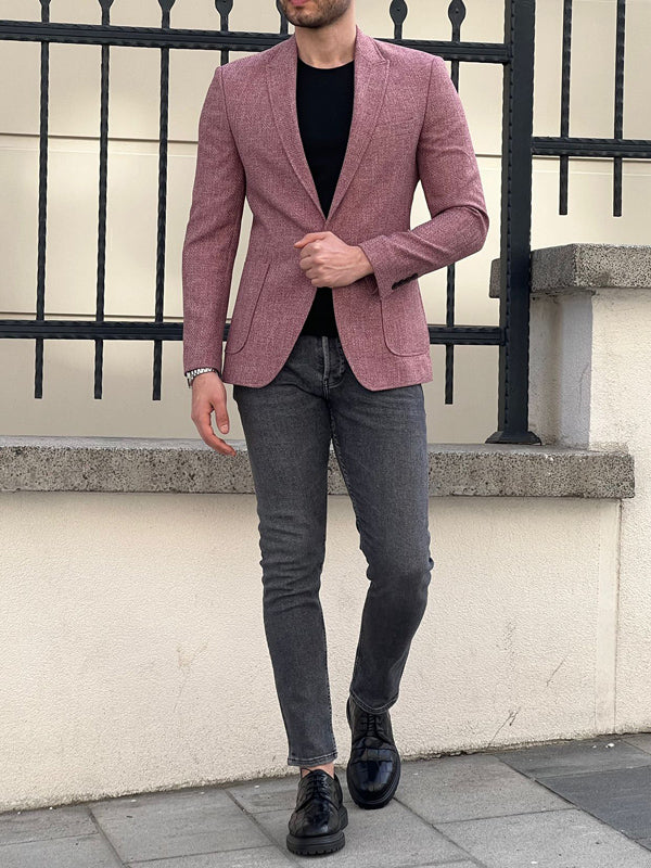 Rockford Burgundy Slim Fit Wool Blazer for Elegant Occasions