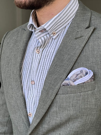 Rockford Green Slim Fit Peak Lapel Linen Blazer