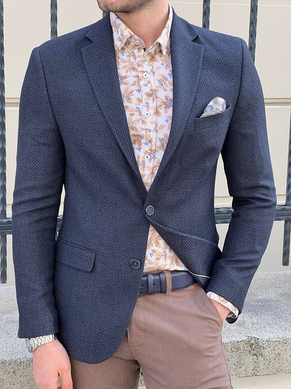 Rockford Navy Blue Slim Fit Notch Lapel Blazer - Elevate Your Style