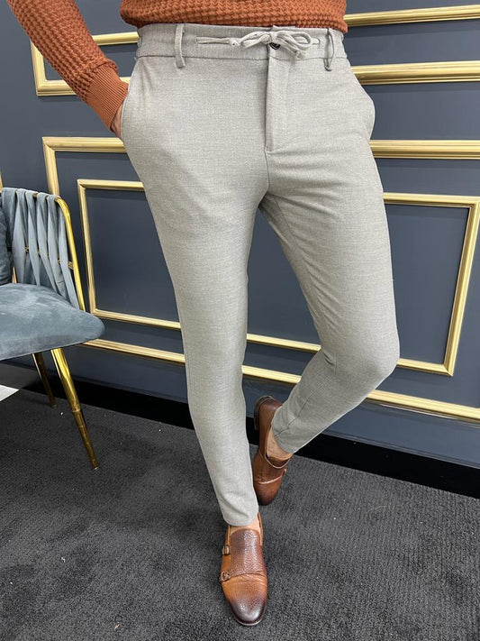 Avion Beige Slim Fit Laced Pants for Every Occasion