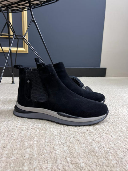 Berton Black Suede Chelsea Boots