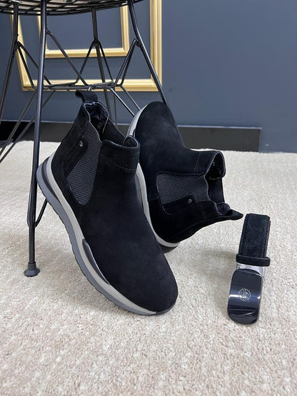 Berton Black Suede Chelsea Boots