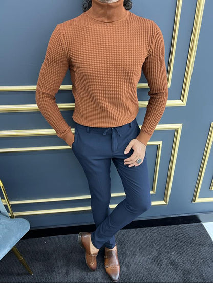 Vince Camel Slim Fit Turtleneck Cotton Sweater