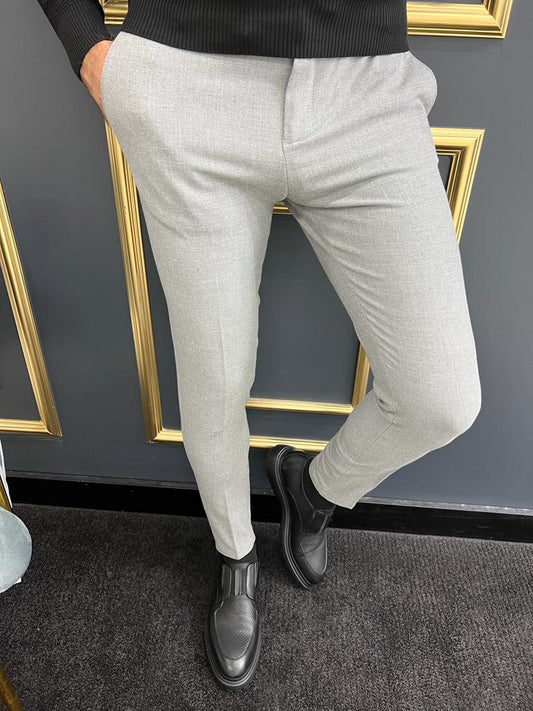 Avion Gray Slim Fit Laced Pants - Elevate Your Wardrobe