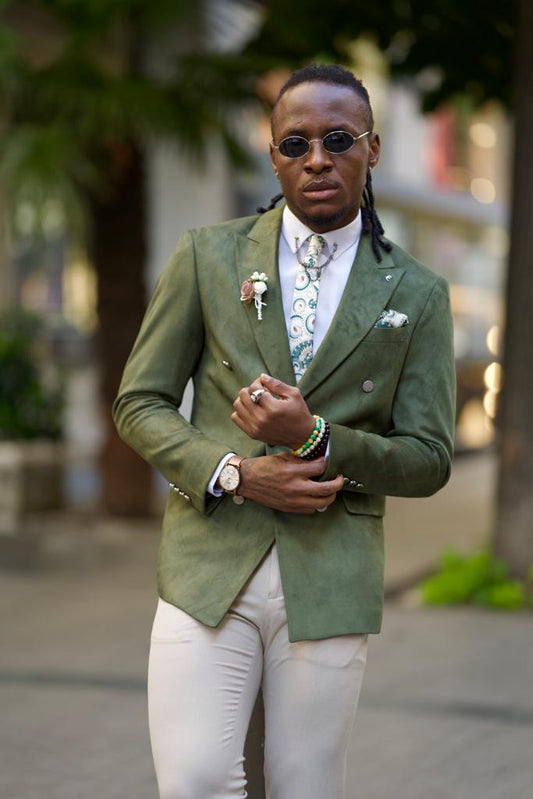 Avion Khaki Slim Fit Peak Lapel Blazer - The Versatile Smart Jacket for Every Occasion