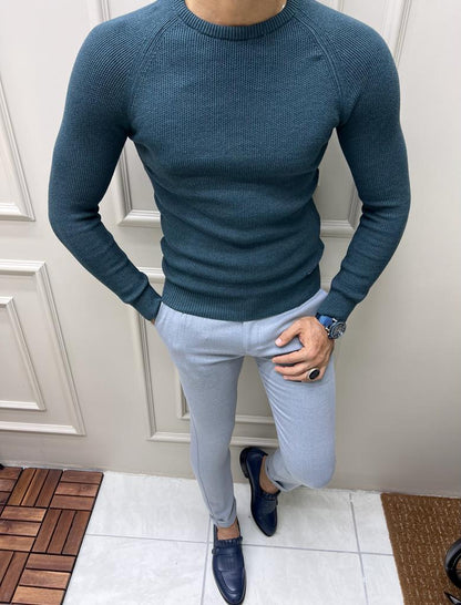 Lawson Teal Slim Fit Crewneck Sweater