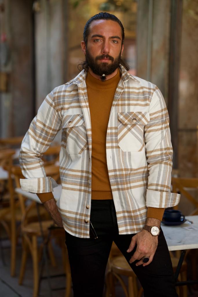 Brabion Lawson White Slim Fit Double Pocket Plaid Shirt for Every Occasion