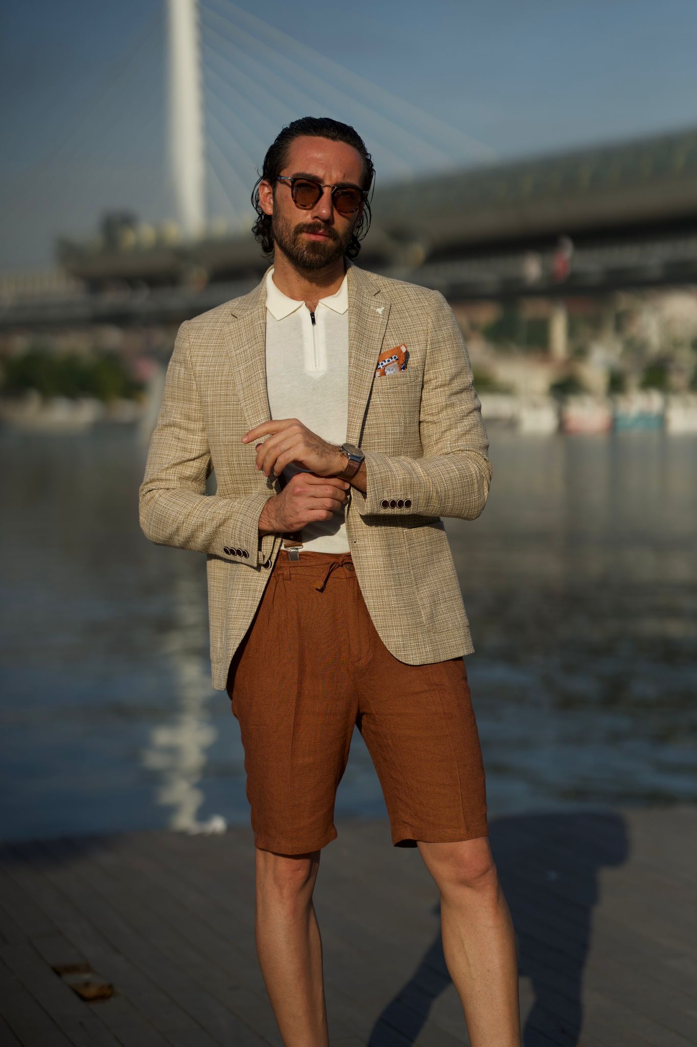 Tampa Beige Slim Fit Crosshatch Blazer