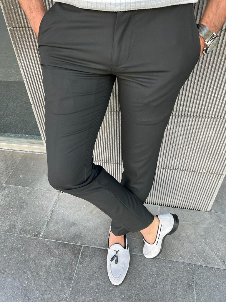 Tampa Black Slim Fit Cotton Pants for Every Occasion