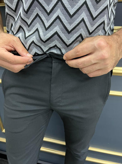 Tampa Black Slim Fit Laced Pants