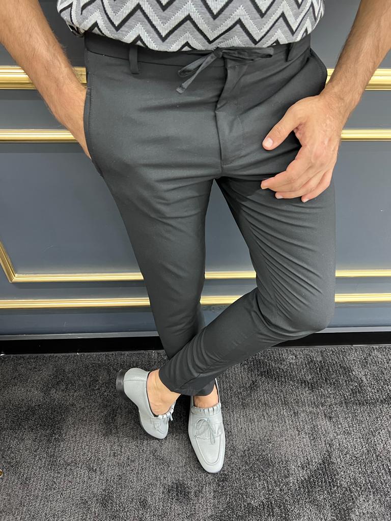 Tampa Black Slim Fit Laced Pants